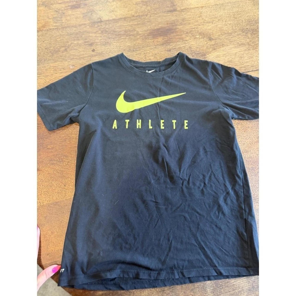 Nike Dri-FIT Athlete Graphic T-Shirt Black Neon Yellow XL Athletic Cut Tee